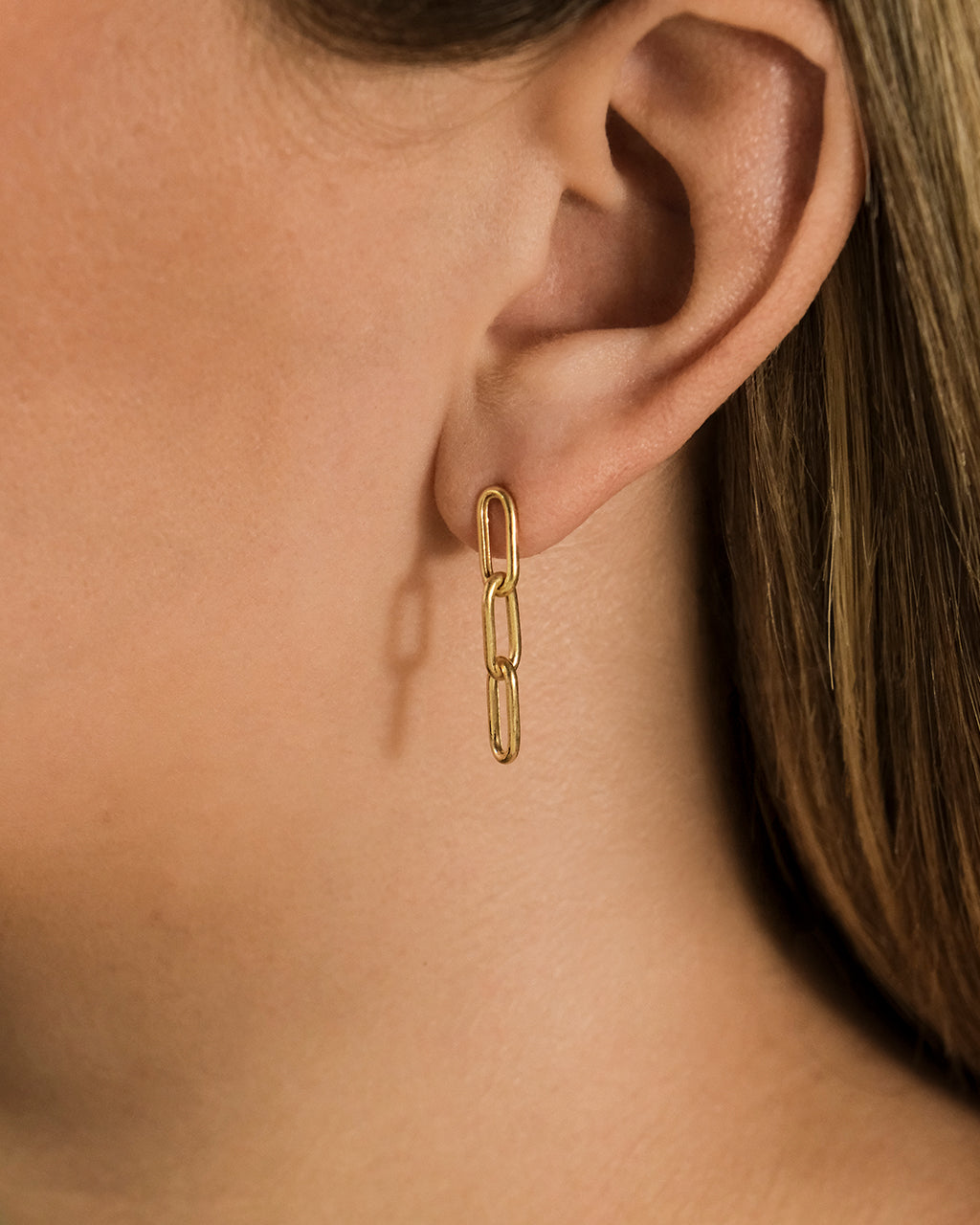14K Italian Gold Paperclip Chain Drop Earrings