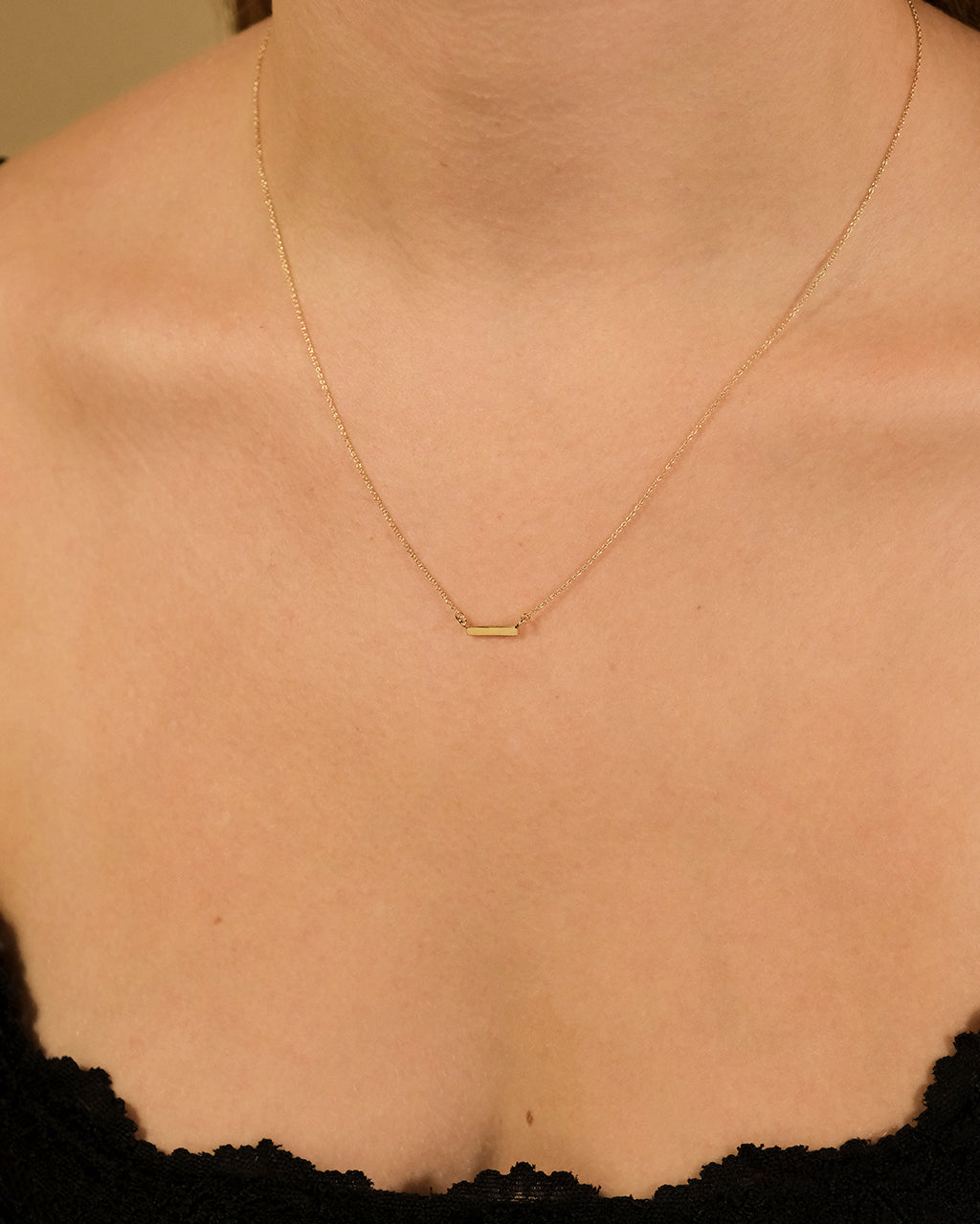 14K Gold Mini Bar Pendant Necklace