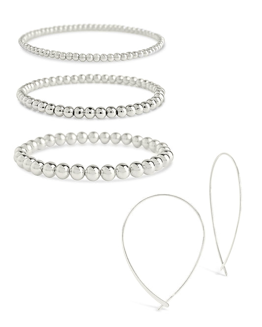 Beaded Bracelet & Delicate Threader Earrings Set