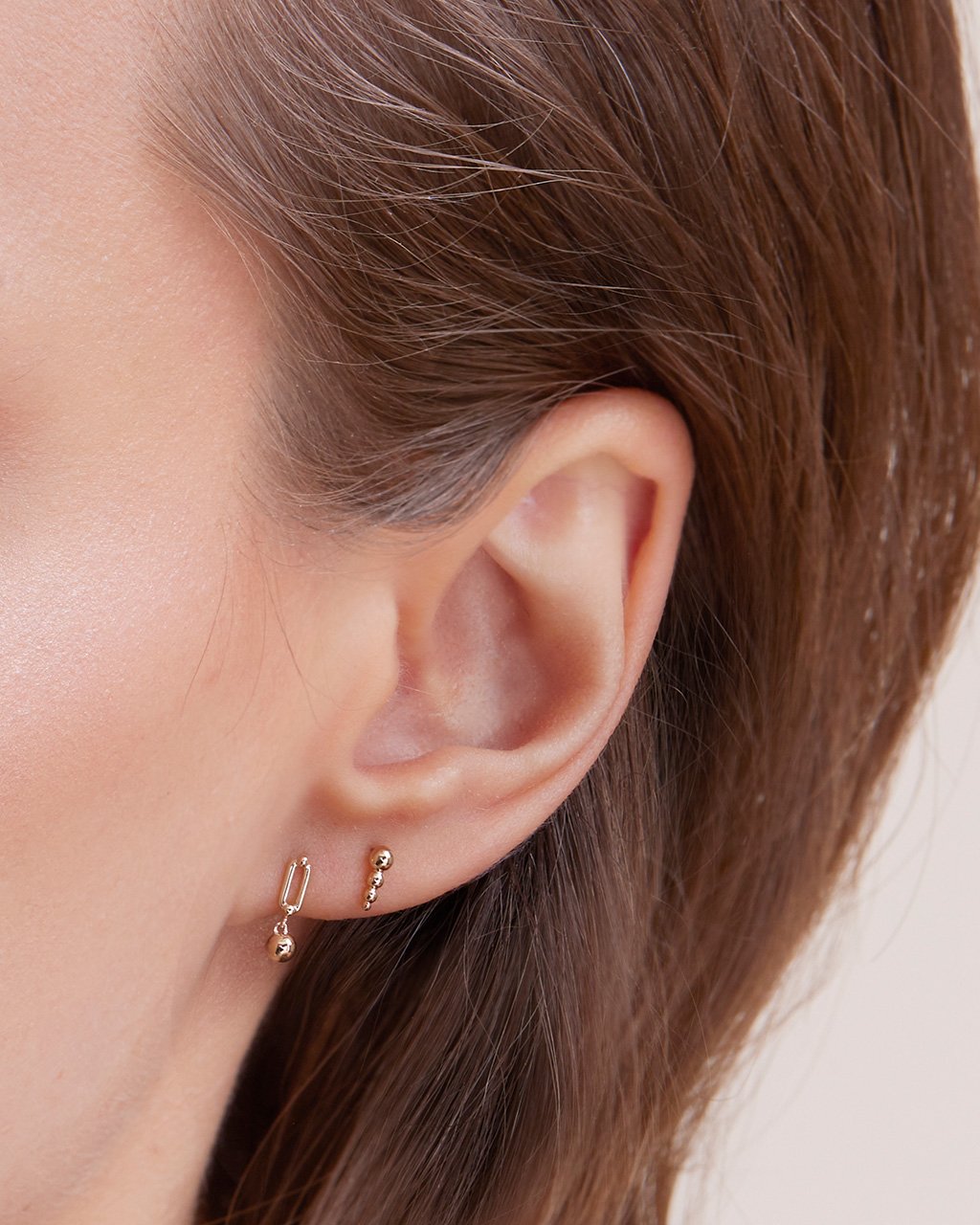 14K Gold Graduated Beaded Bar Stud Earrings Fine Earring SF Fine 