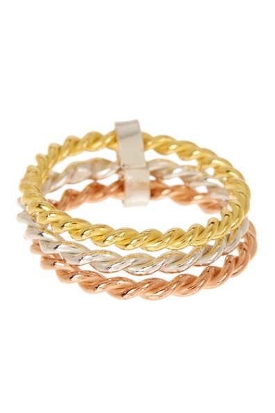 Tri Color Twist Band Ring - Sterling Forever