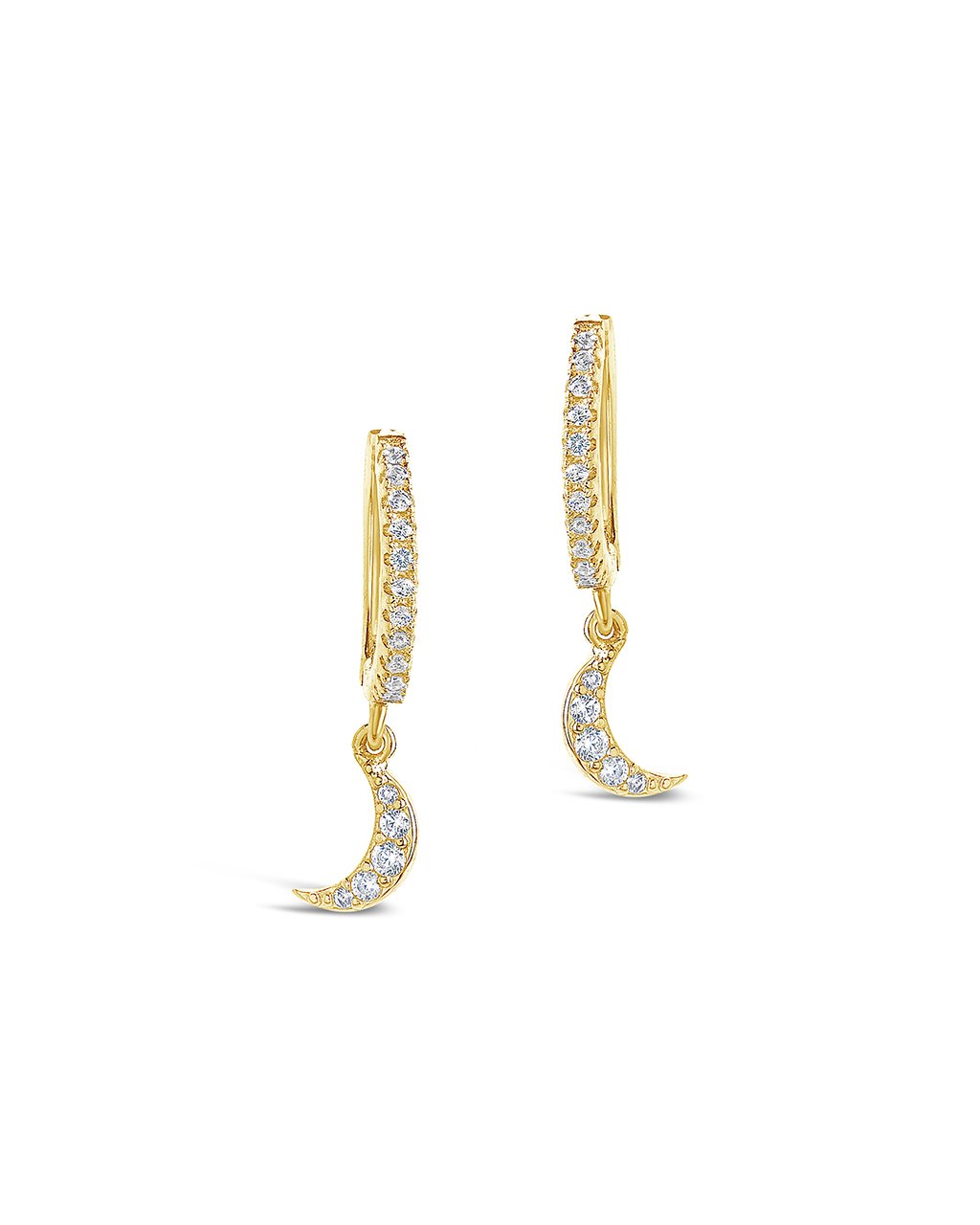 Sterling Silver CZ Crescent Micro Hoops - Sterling Forever