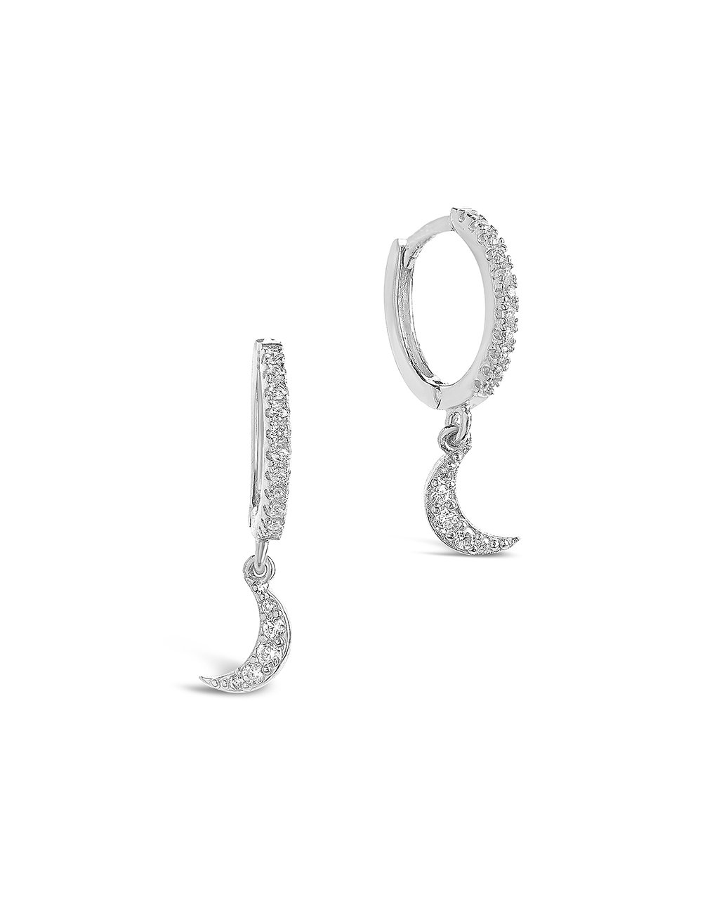 Sterling Silver CZ Crescent Micro Hoops - Sterling Forever