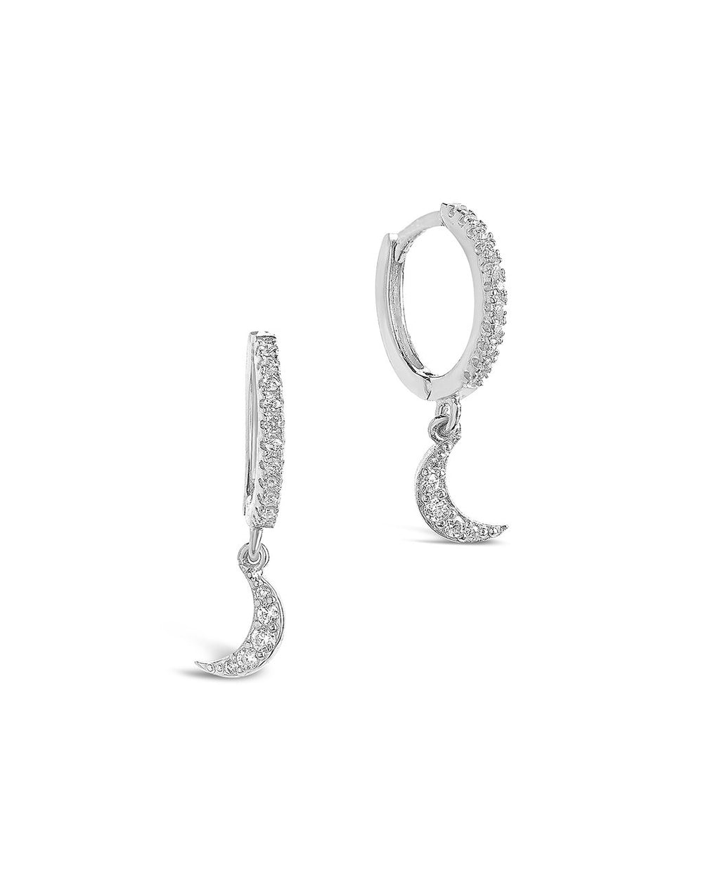 Sterling Silver CZ Crescent Micro Hoops - Sterling Forever