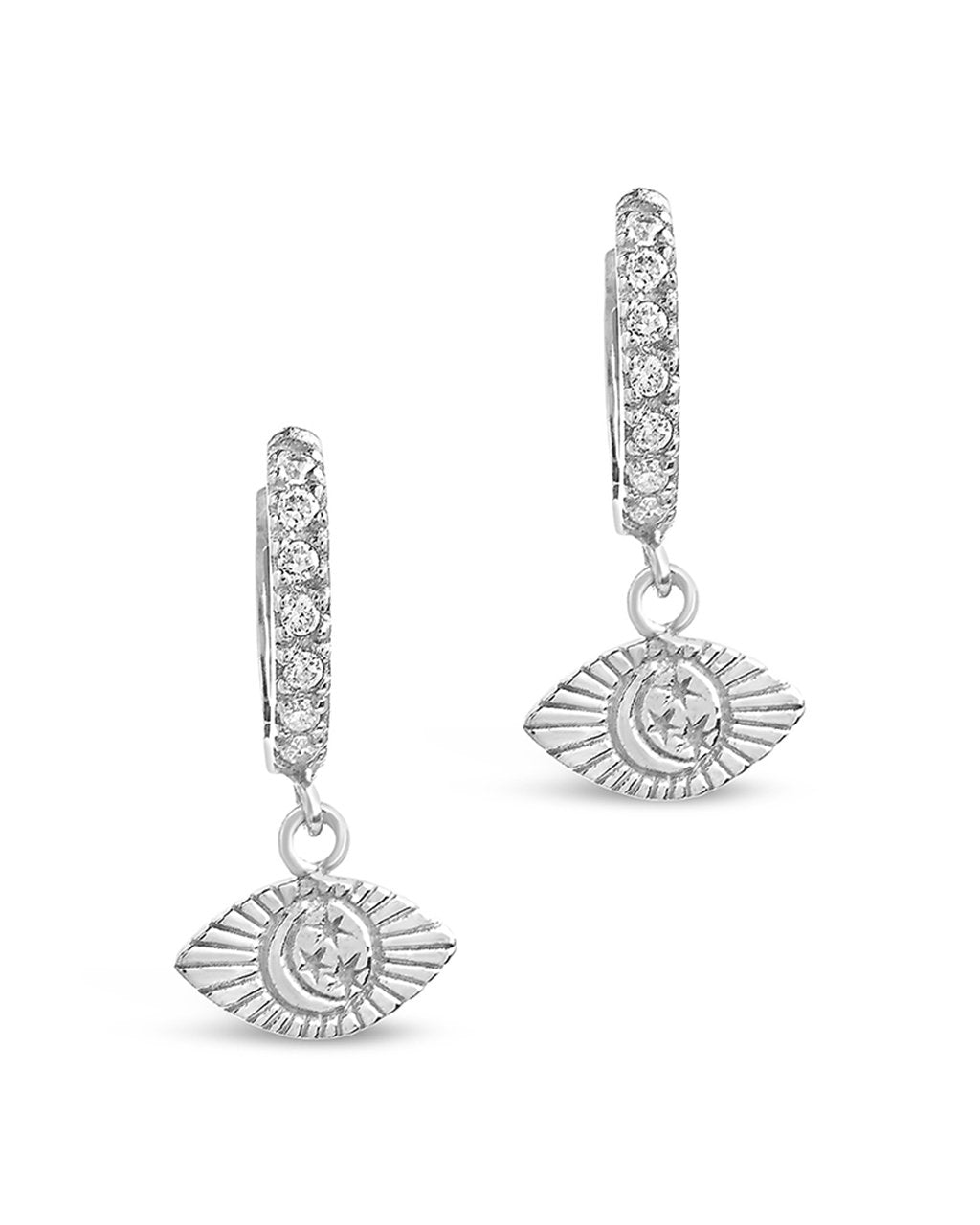 Sterling Silver Starry Nights Eye Micro Hoops - Sterling Forever