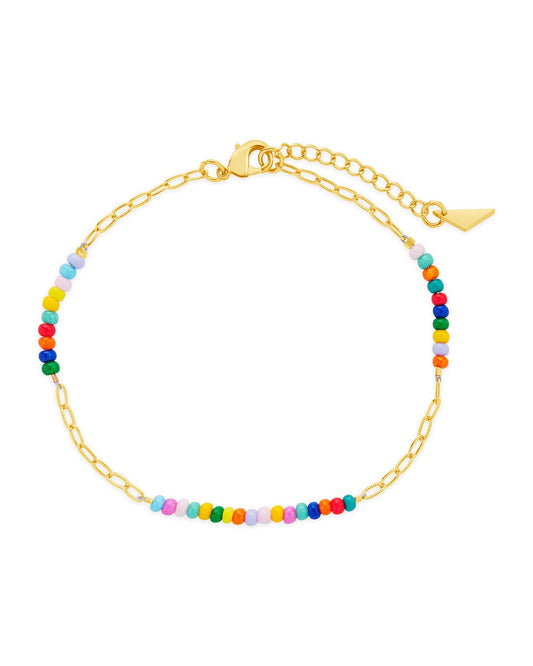 Iridiana Beaded Anklet Anklet Sterling Forever Gold