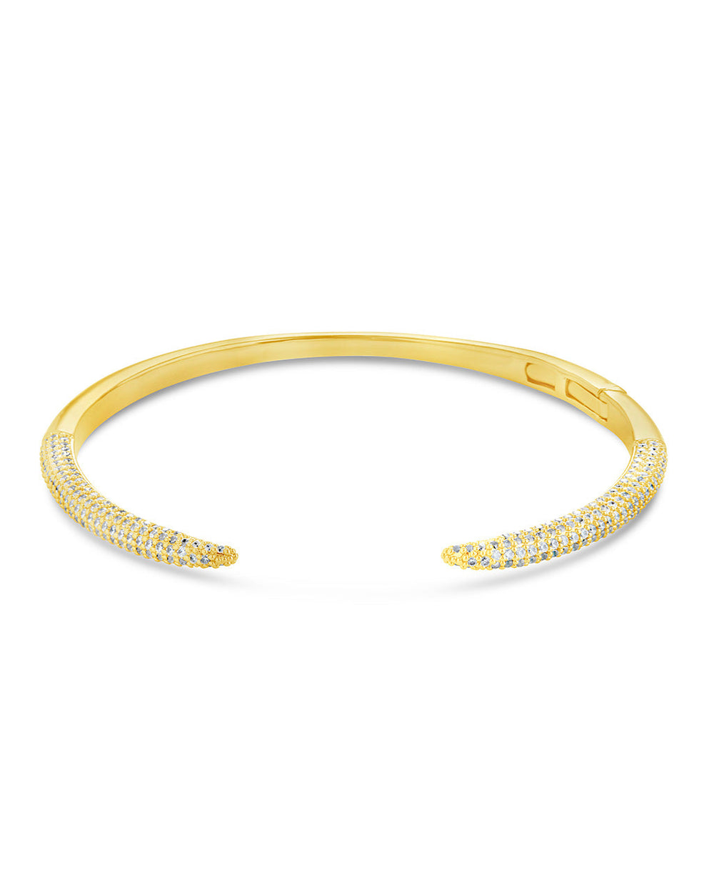 CZ Open Spike Cuff Bracelet Sterling Forever Gold Large