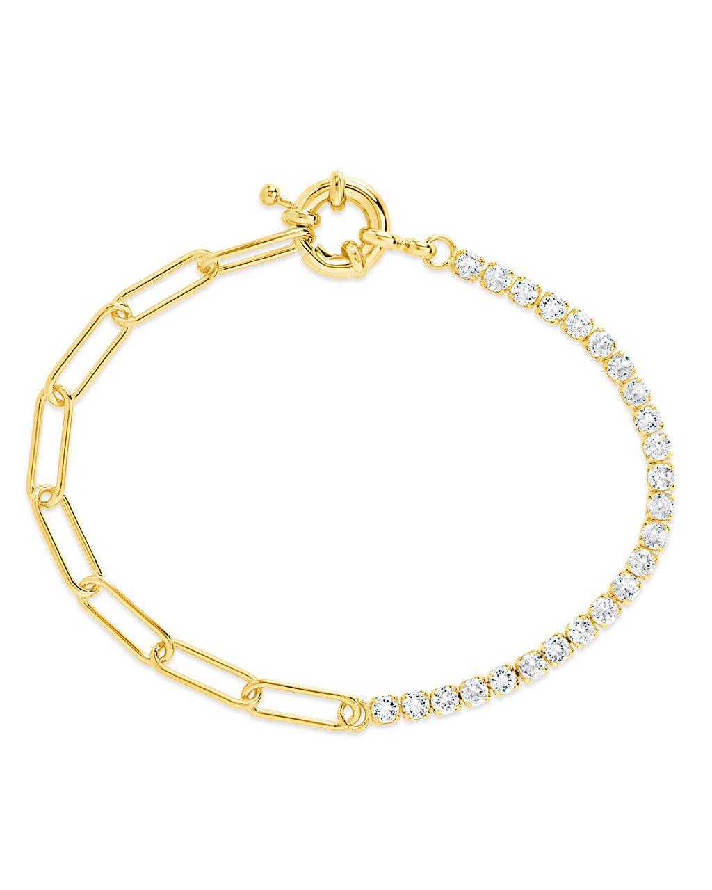 CZ & Paperclip Chain Bracelet Bracelet Sterling Forever Gold 
