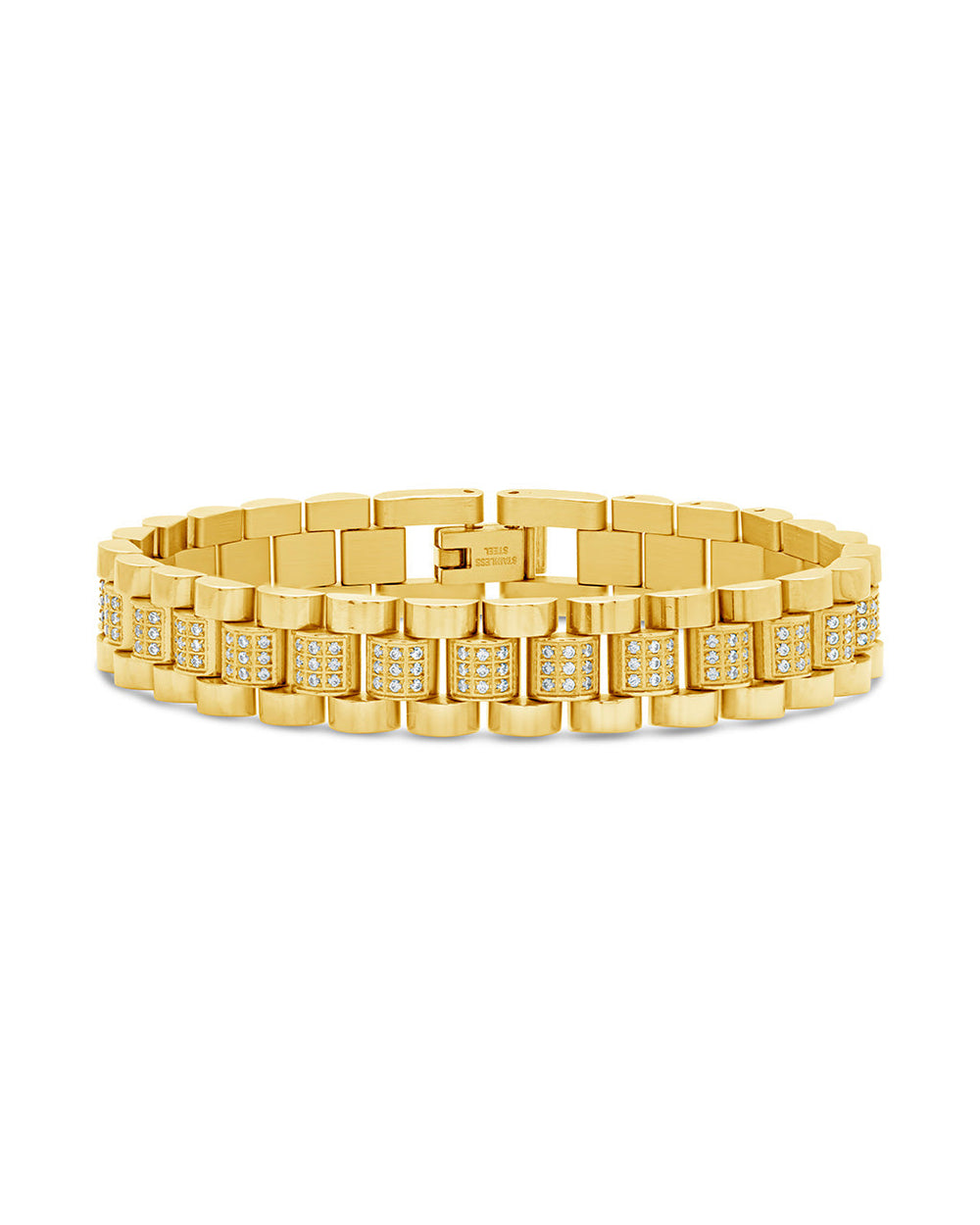 CZ Accent Watch Band Chain Bracelet Bracelet Sterling Forever Gold