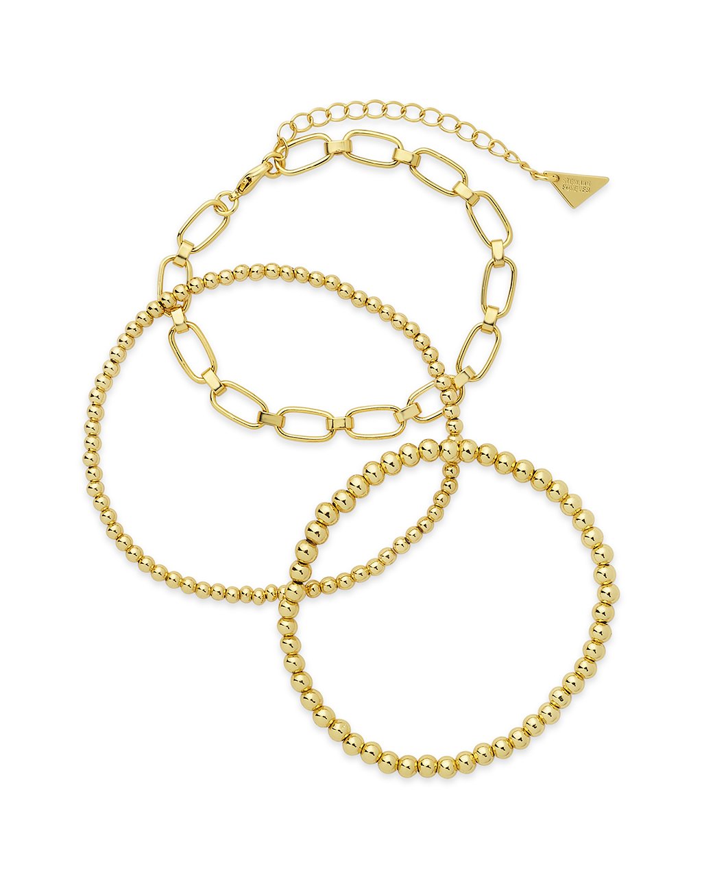 Chain & Bead Bracelet Set of 3 Bracelet Sterling Forever Gold 