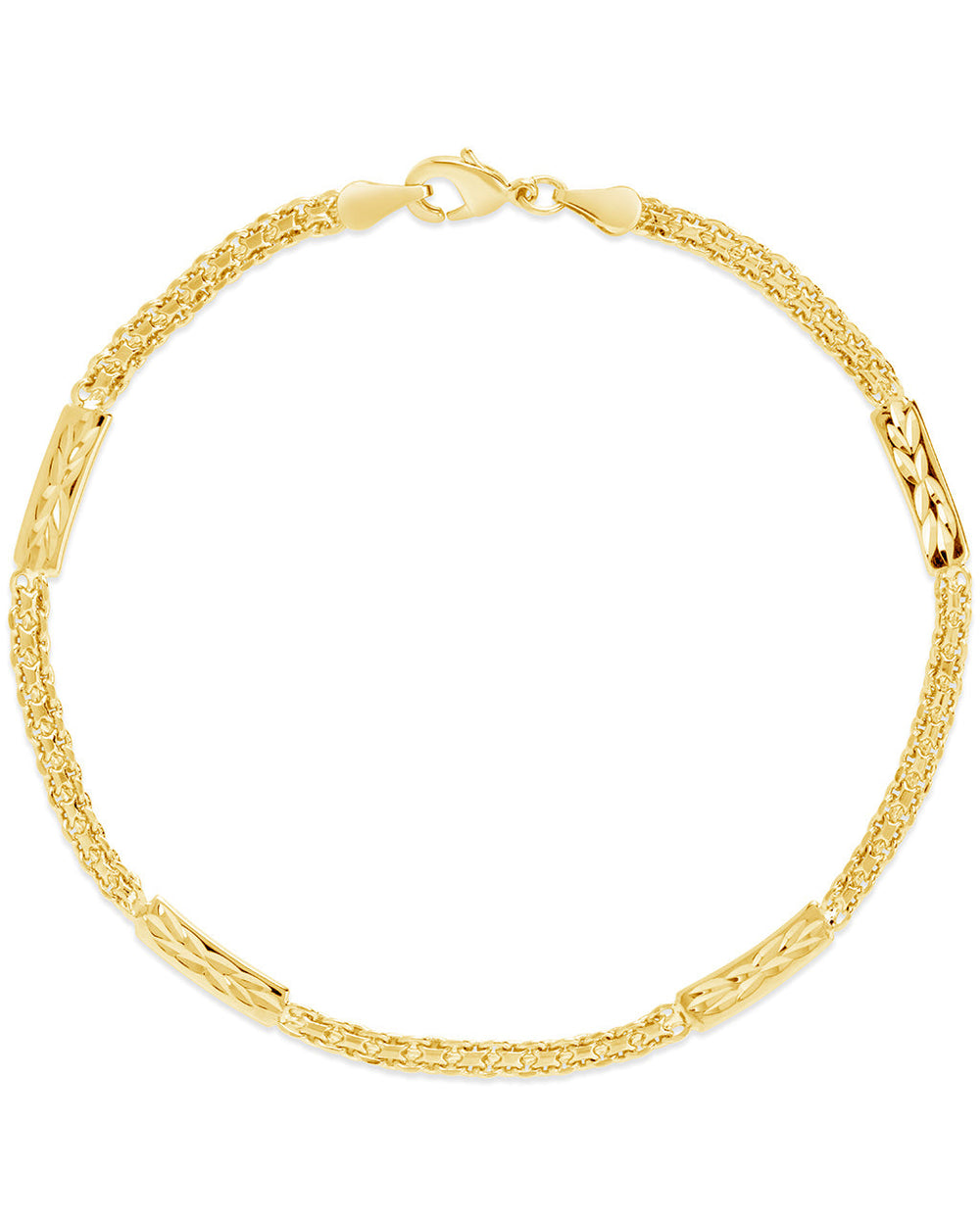 Textured Station Anklet Anklet Sterling Forever Gold 