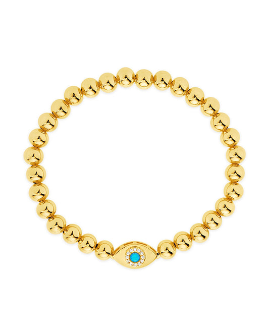 Davey Evil Eye Beaded Bracelet Bracelet Sterling Forever Gold Blue Opal