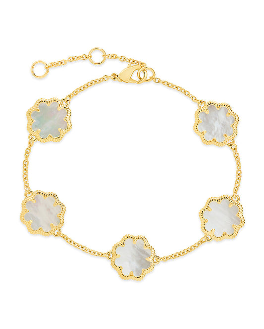Rose Clover Station Bracelet Bracelet Sterling Forever Gold Mother of Pearl