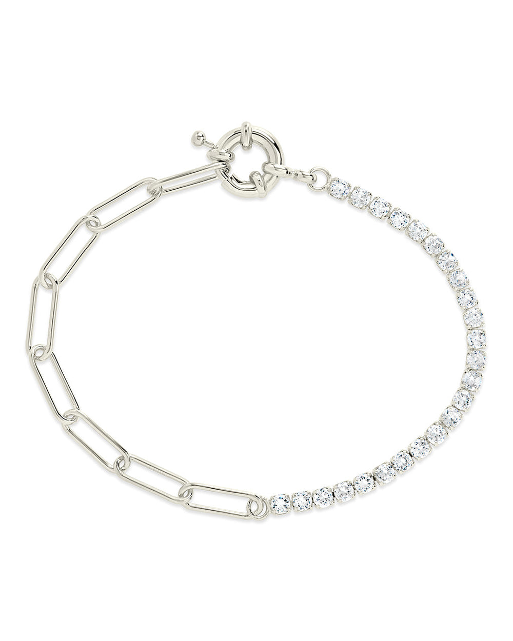 CZ & Paperclip Chain Bracelet Bracelet Sterling Forever Silver 