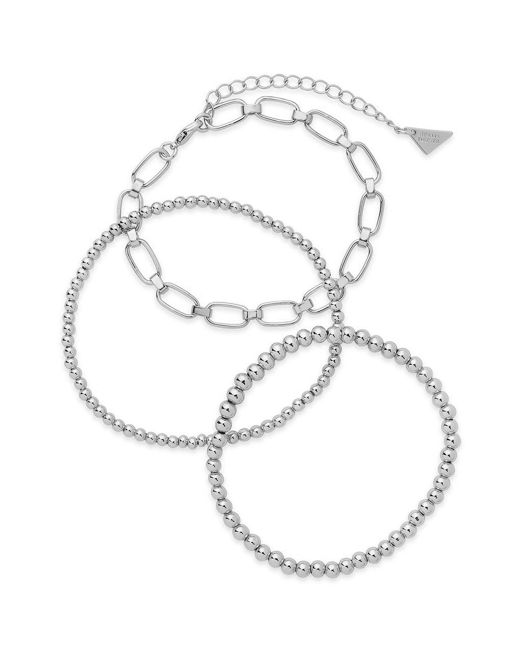 Chain & Bead Bracelet Set of 3 Bracelet Sterling Forever Silver 