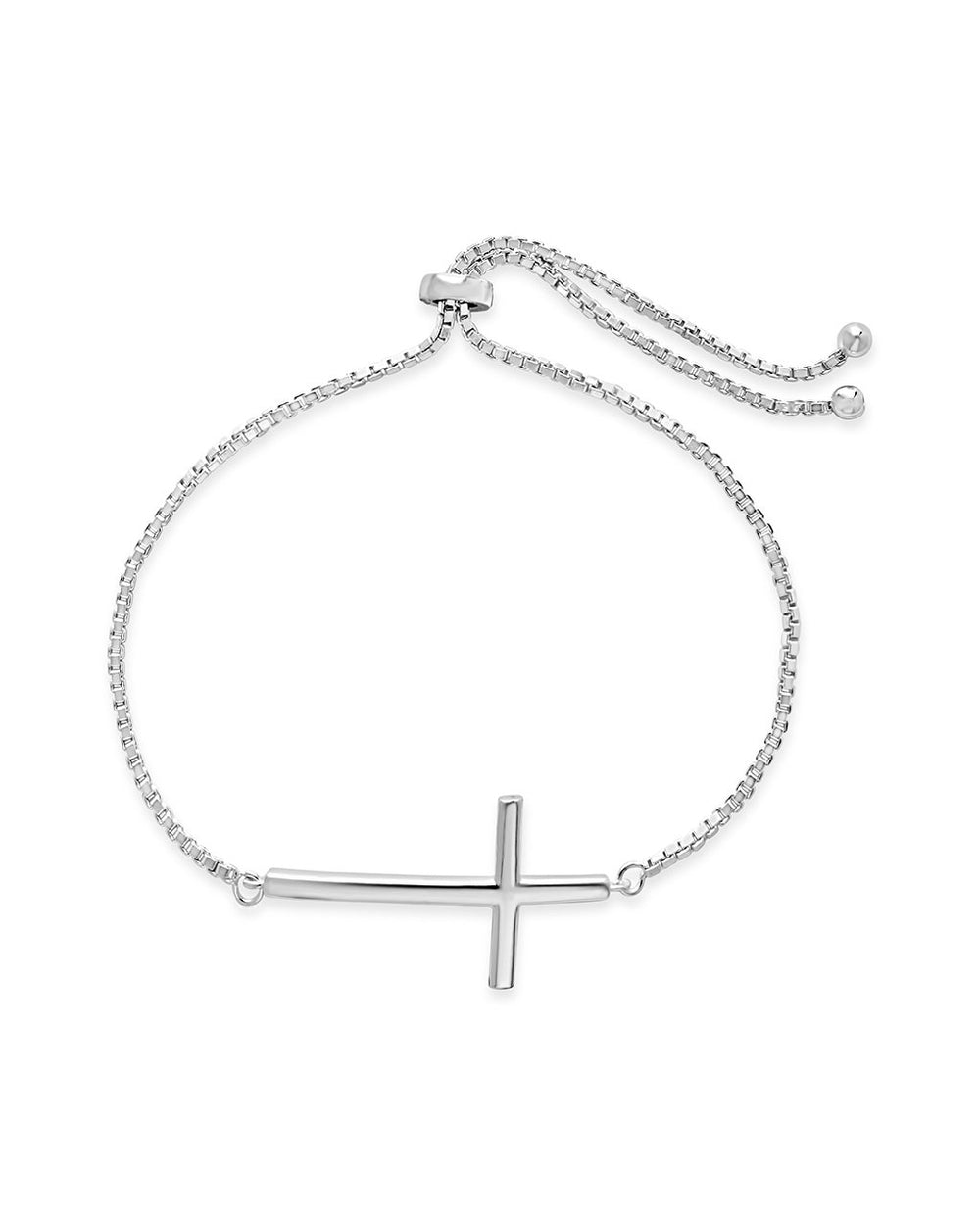Polished Cross Bolo Bracelet - Sterling Forever
