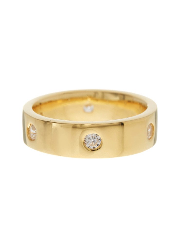 Gold-Tone Classic Station CZ Band Ring - Sterling Forever
