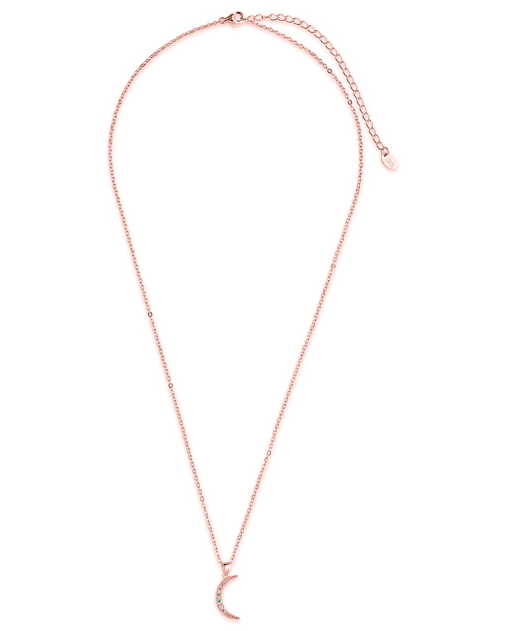 Sterling Silver CZ Half Moon Necklace - Sterling Forever