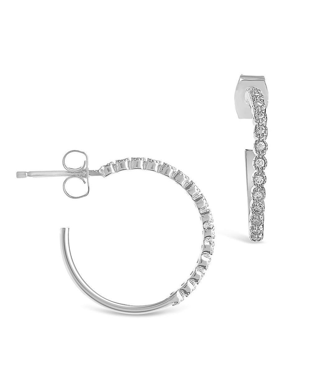 Sterling Silver Mini CZ Bezel Hoops - Sterling Forever