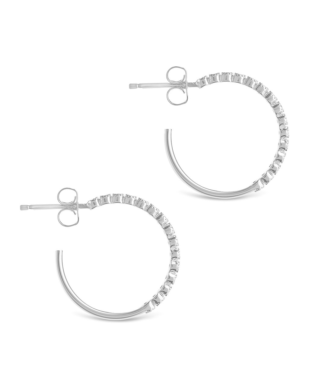 Sterling Silver Mini CZ Bezel Hoops - Sterling Forever