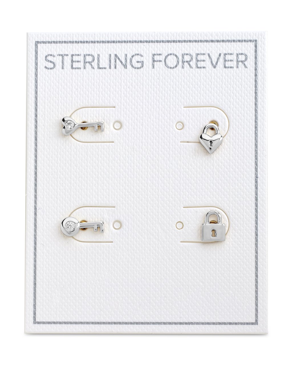 Sterling Forever Lock and Key Stud Set Earrings