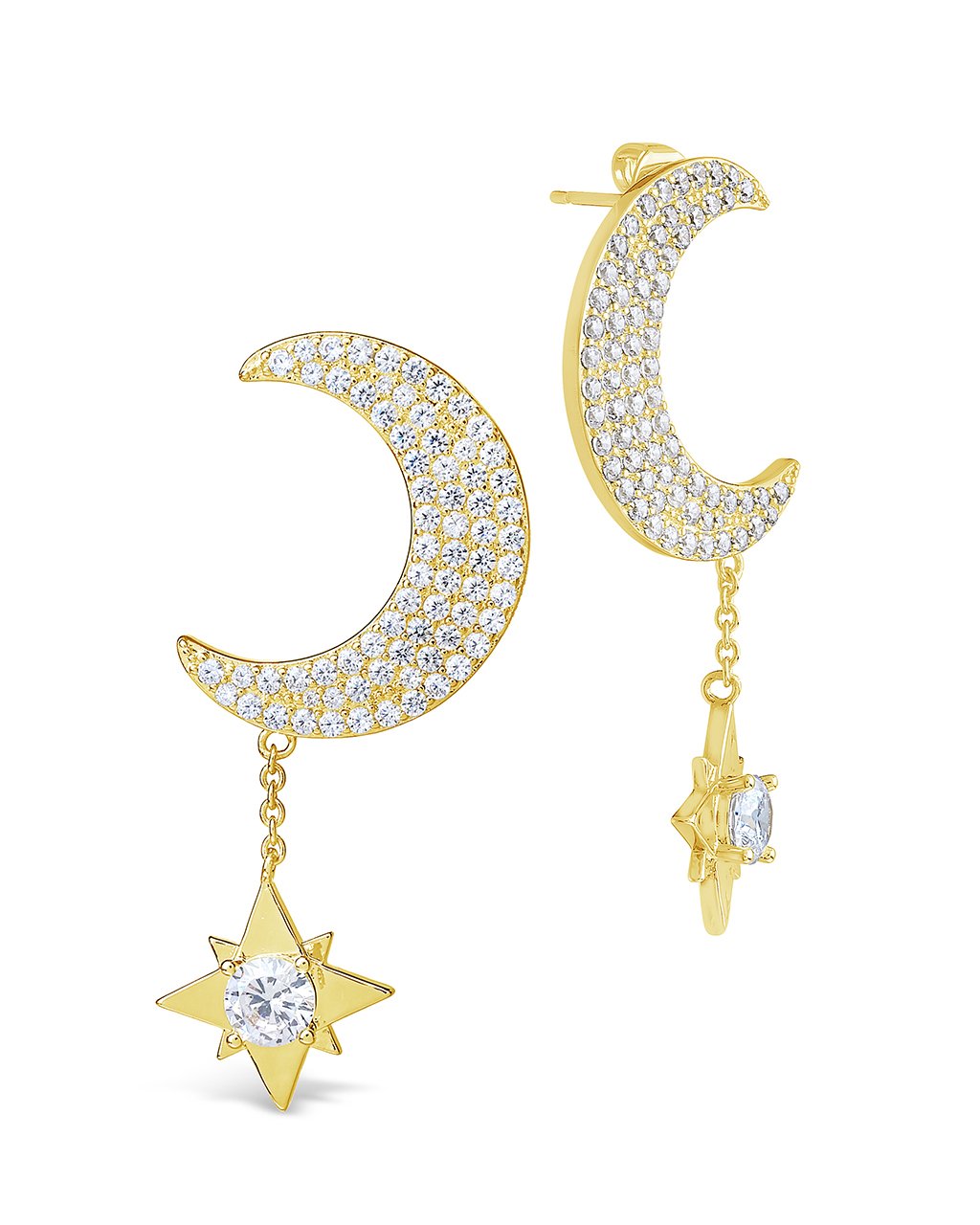 Moon & Dangle Star Studs Earring Sterling Forever