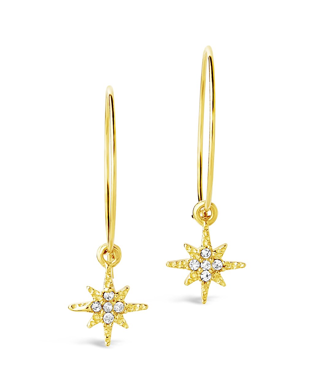 Sterling Silver CZ Burst Charm Hoops - Sterling Forever