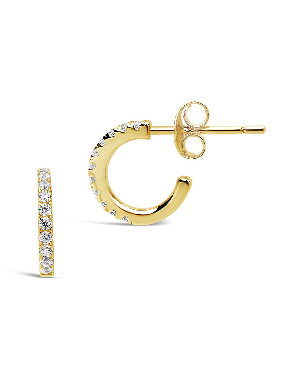 Sterling Silver Delicate Pave CZ Micro Hoops - Sterling Forever