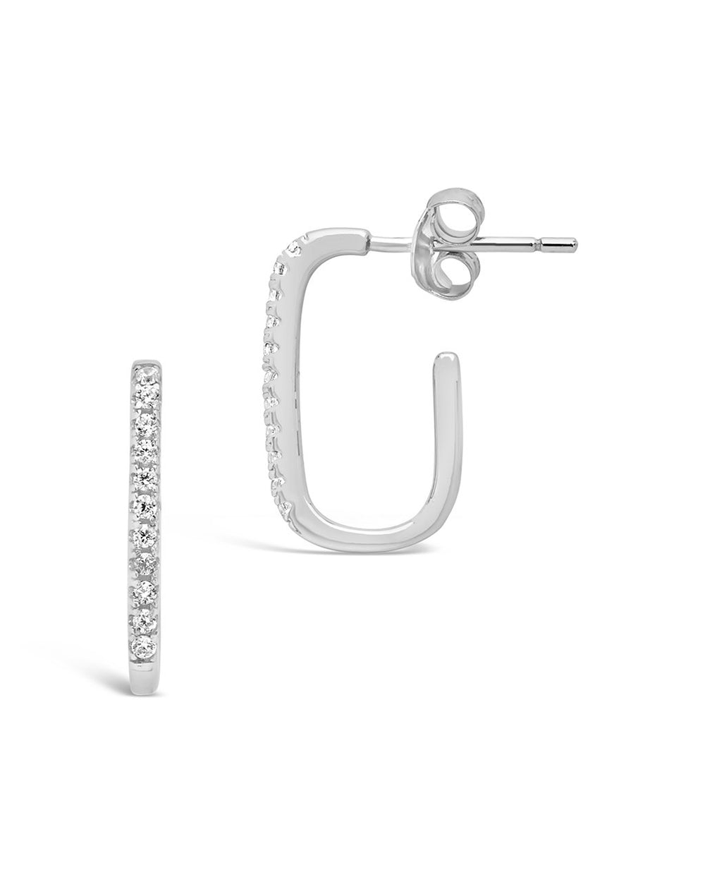 Sterling Silver CZ Hooked Hoops - Sterling Forever
