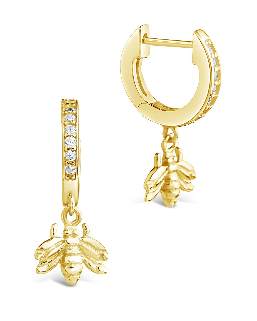 Sterling Silver CZ Bee Micro Hoops Earring Sterling Forever
