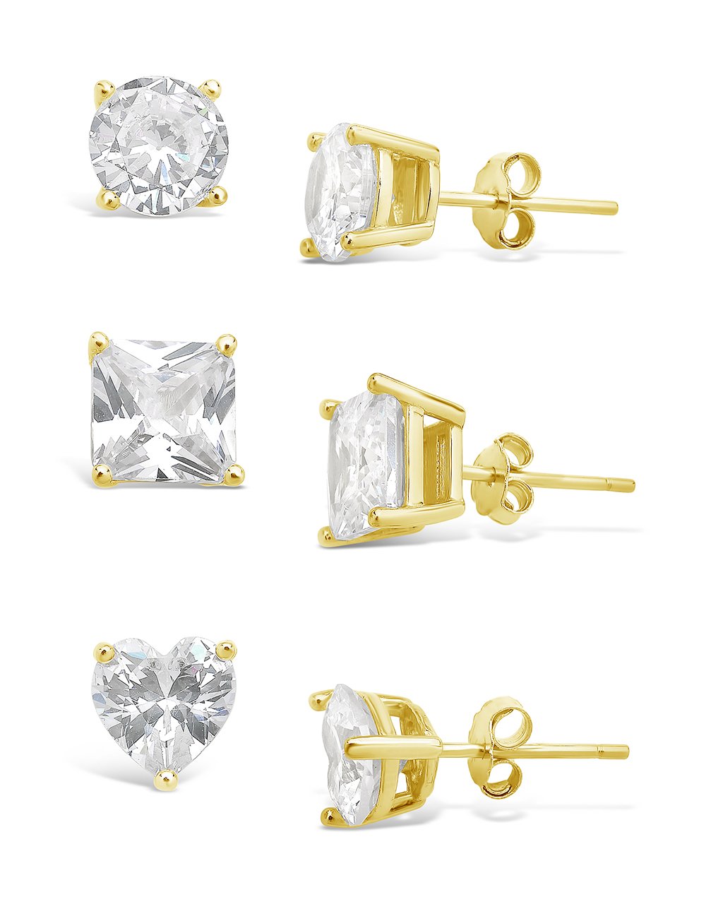 Sterling Silver Statement CZ Stud Set of 3 Earring Sterling Forever