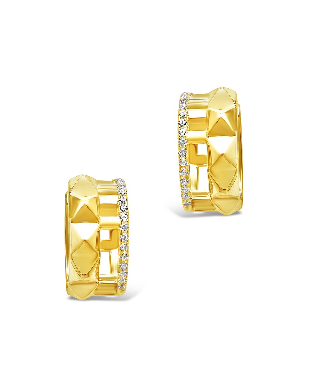 Sterling Silver Spike & CZ Micro Hoops Earring Sterling Forever