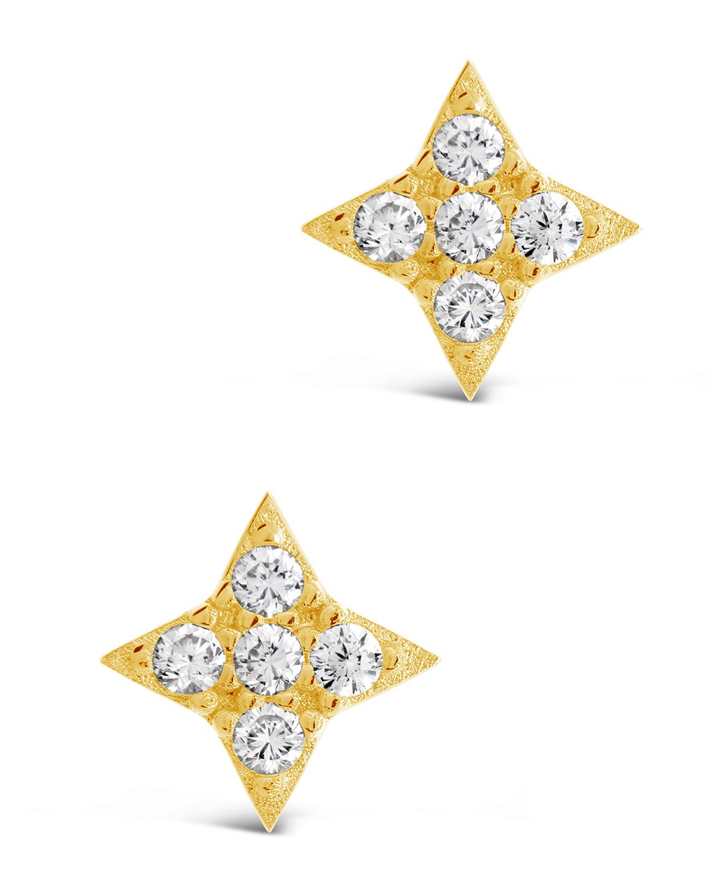 Sterling Silver Dainty Four Pointed Star Studs Earring Sterling Forever Gold