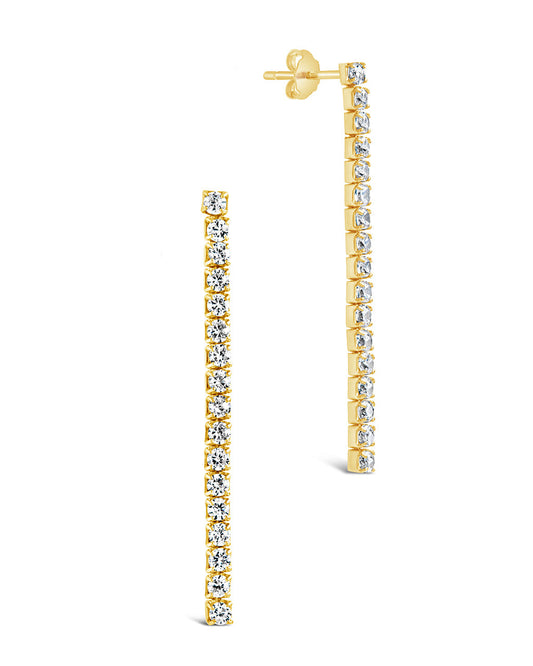 Sterling Silver CZ Linear Drop Earrings Earrings Sterling Forever Gold