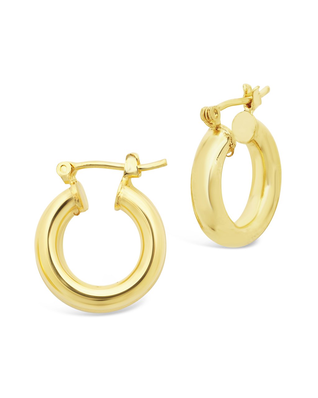Chunky Tube Hoops Earring Sterling Forever Gold Small (0.75") 