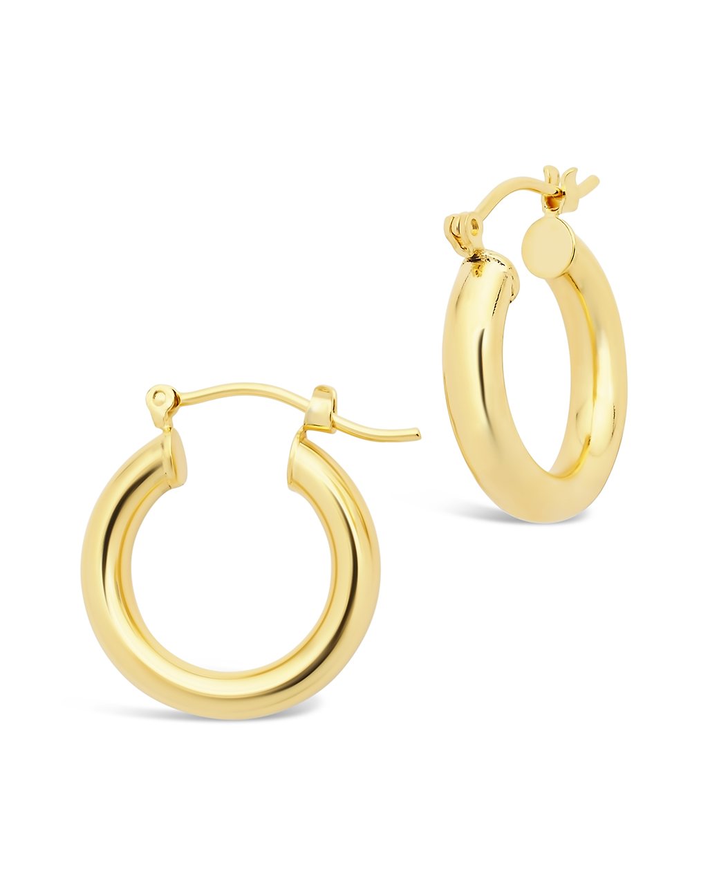 Chunky Tube Hoops Earring Sterling Forever Gold Medium (1")