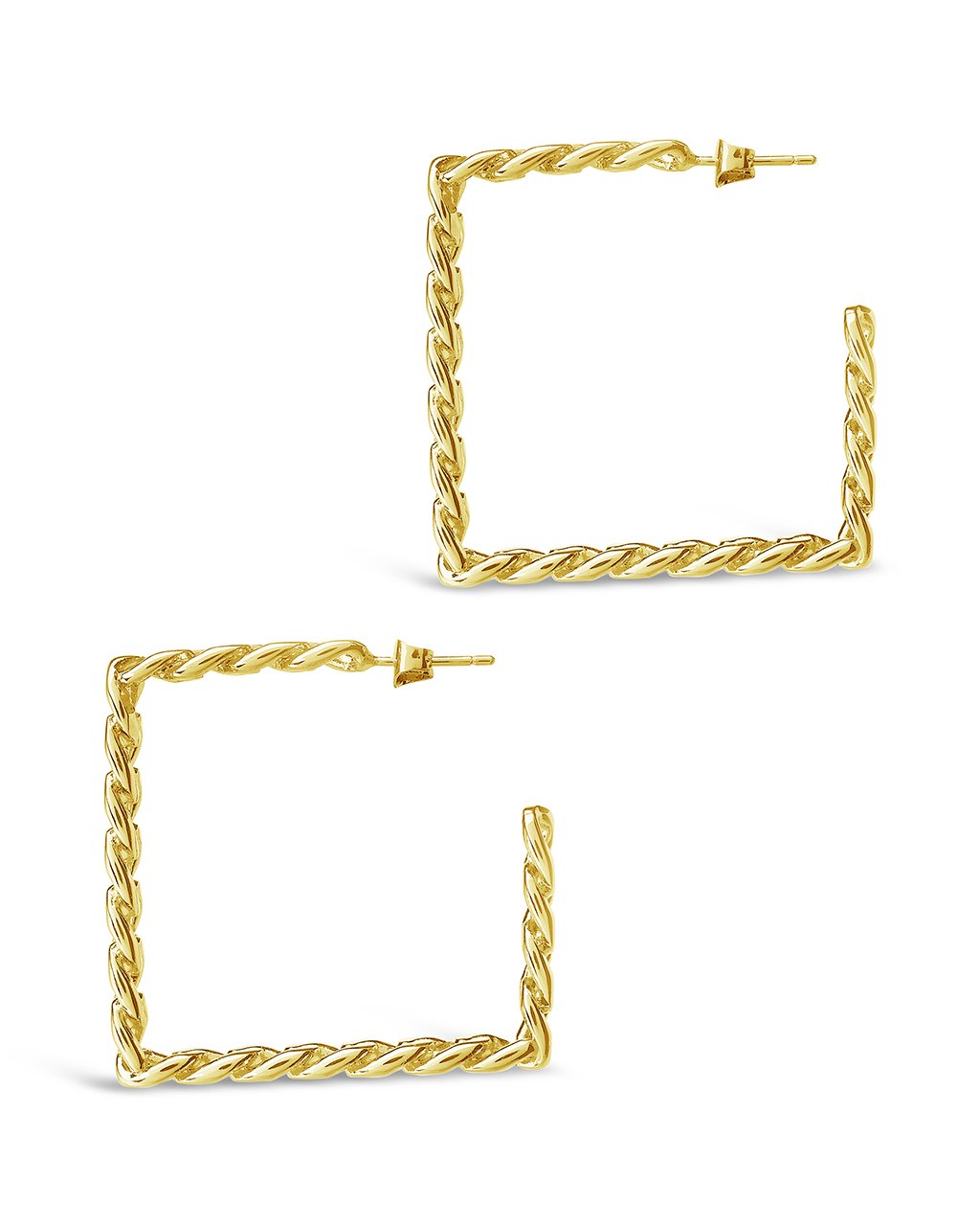 Square Cuban Link Hoops Earring Sterling Forever