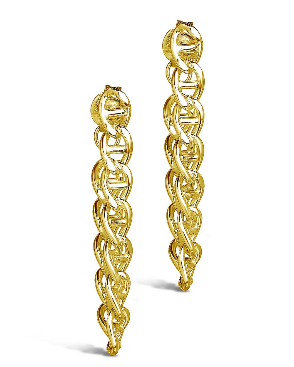 Anchor Chain Drop Studs Earring Sterling Forever Gold