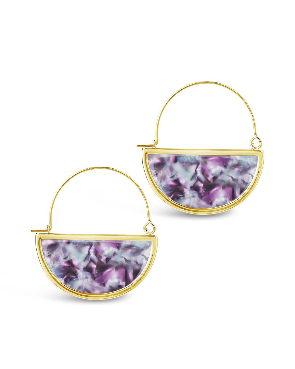 Resin Half Moon Dangle Earrings - Sterling Forever