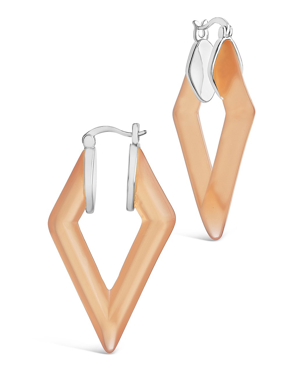 Lucite Diamond Hoops Earring Sterling Forever Silver Tangerine