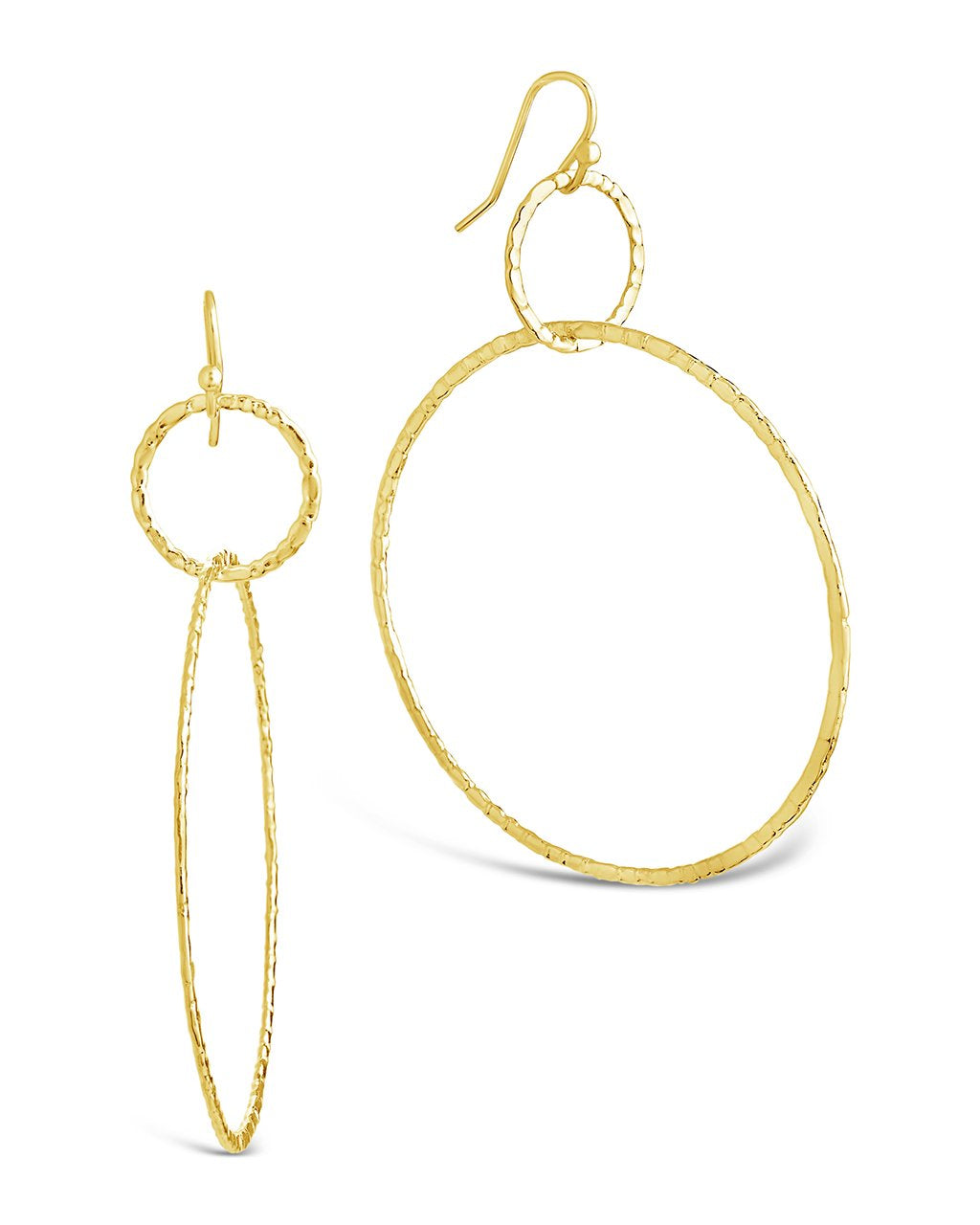 Hammered Linked Hoop Dangle Earrings - Sterling Forever
