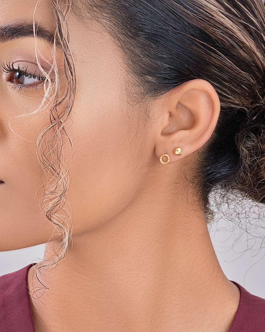 Sterling Silver Sphere & Textured Circle Stud Set of 2 Earring Sterling Forever 