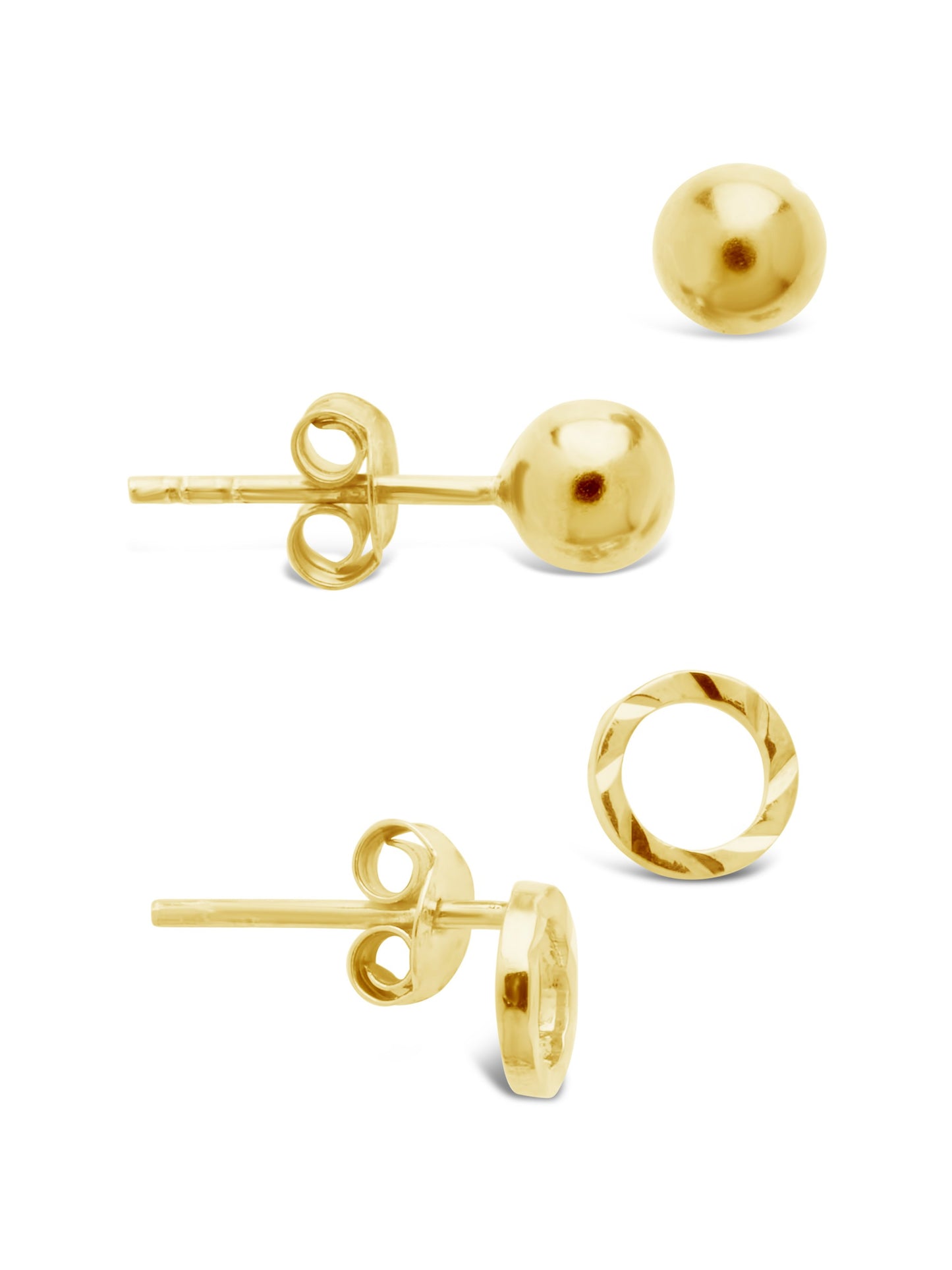 Sterling Silver Sphere & Textured Circle Stud Set of 2 Earring Sterling Forever