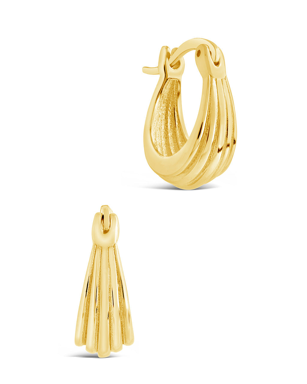 Sterling Silver Ripple Statement Hoops Earring Sterling Forever Gold 