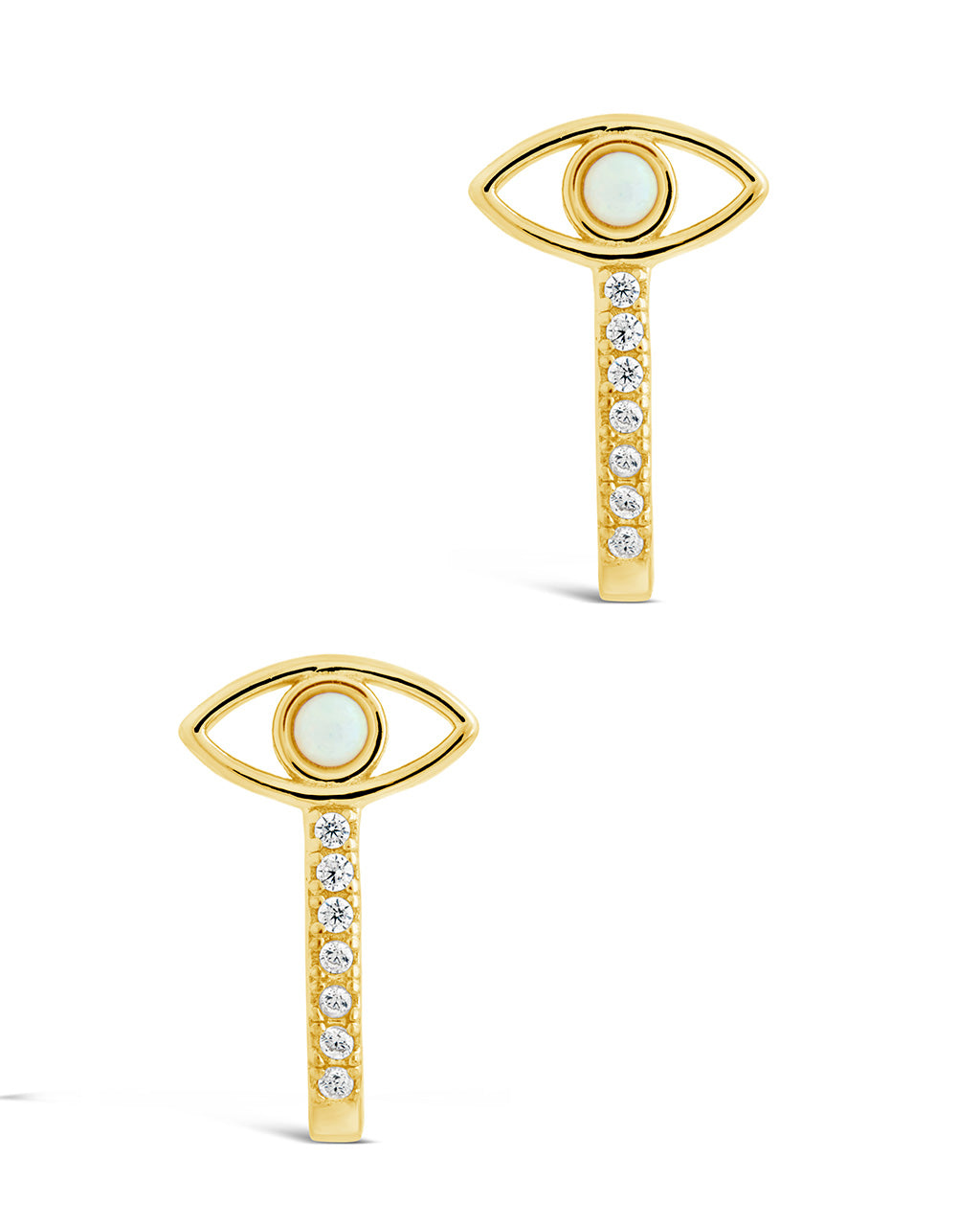 Sterling Silver Opal Evil Eye Suspender Studs Earring Sterling Forever