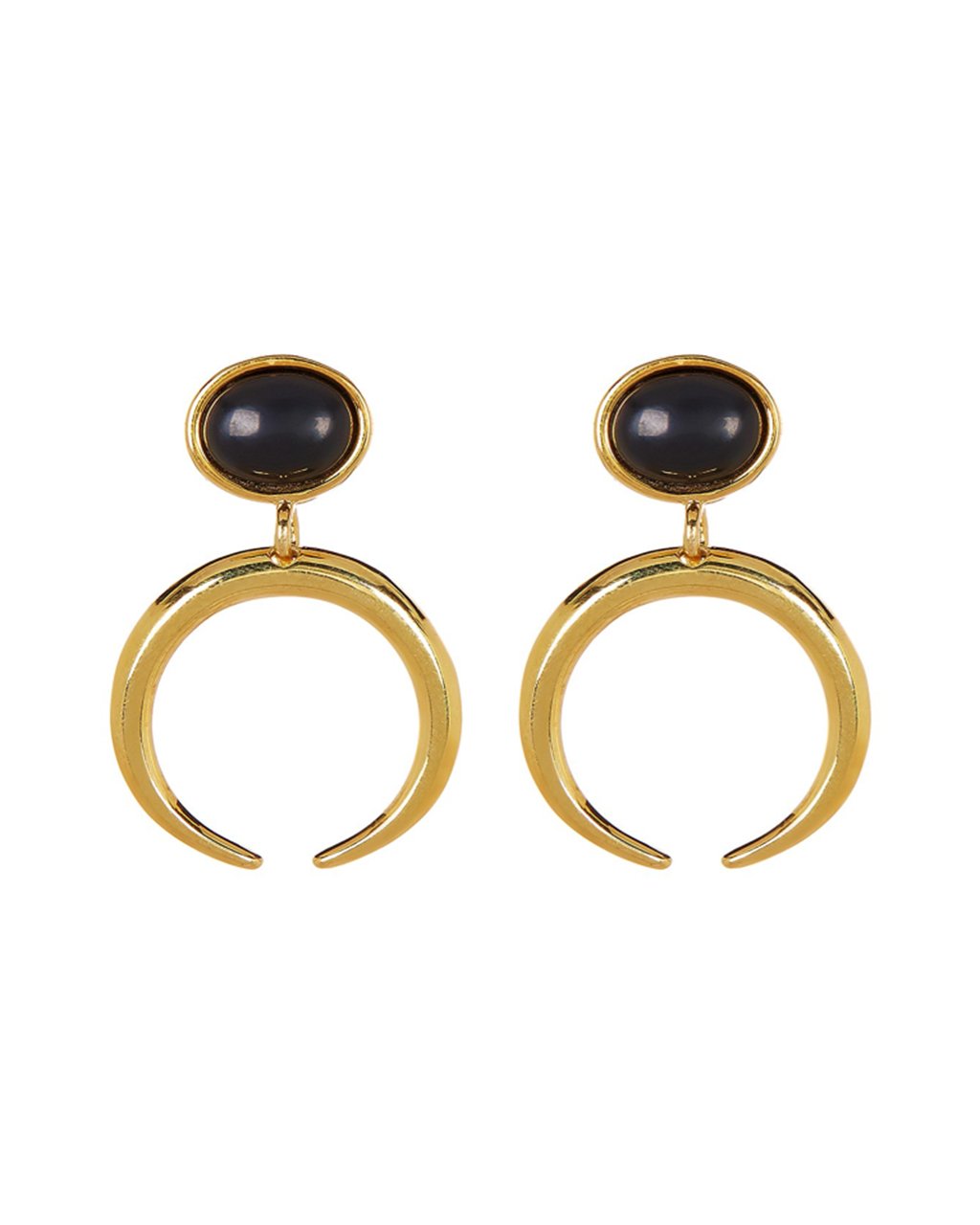 Cabochon Black Onyx Horn Drop Earrings Earring Sterling Forever Gold
