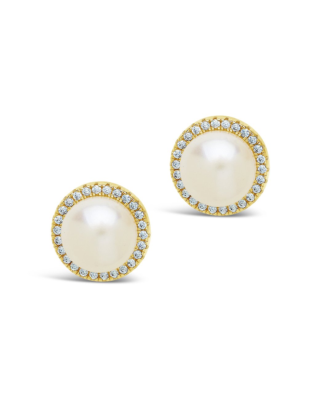 Pearl & CZ Halo Stud Earrings - Sterling Forever
