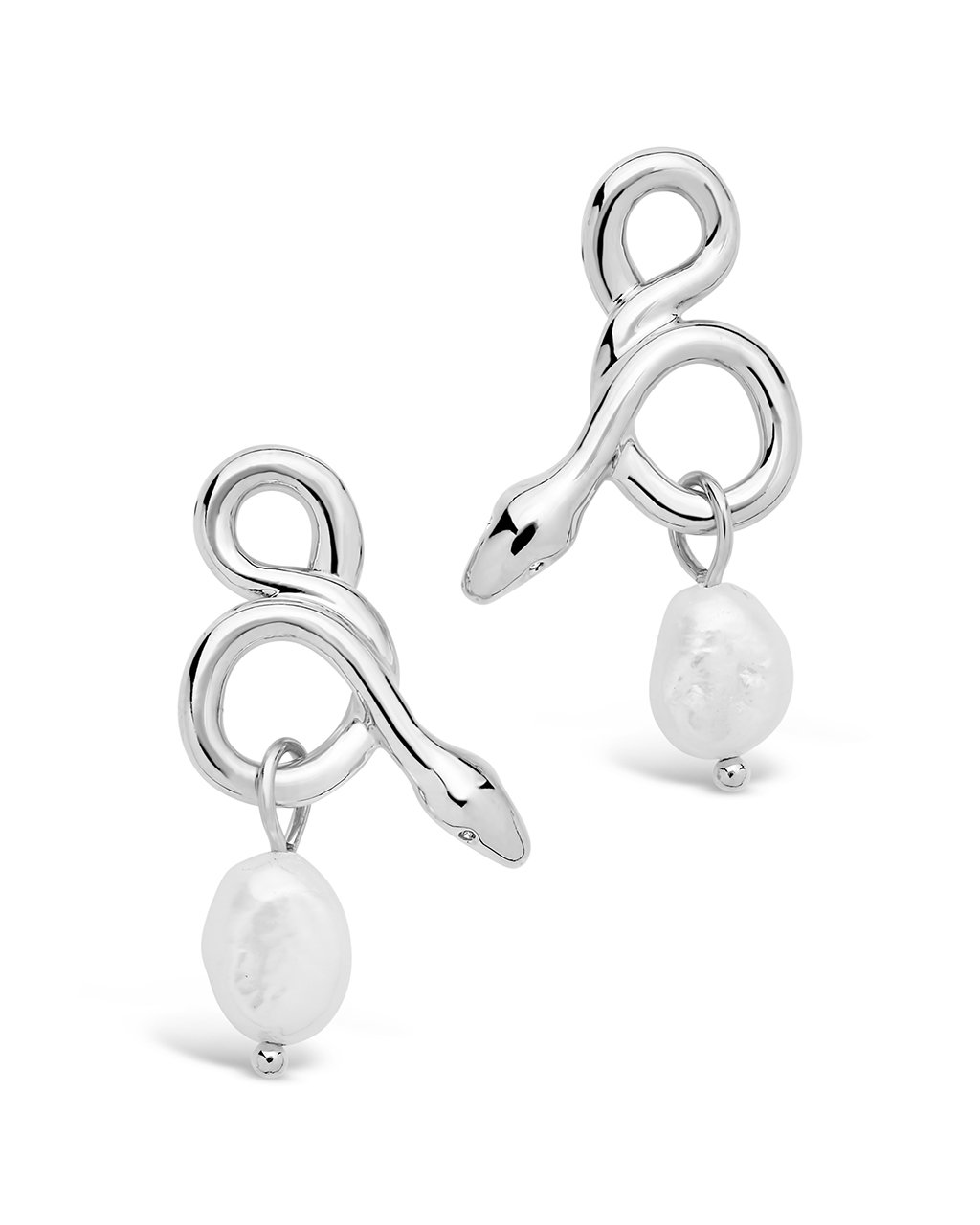 Slithering Snake & Pearl Drop Earrings - Sterling Forever