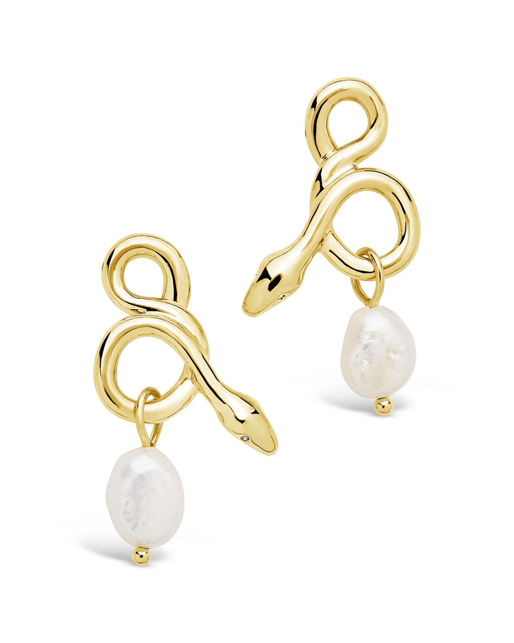 Slithering Snake & Pearl Drop Earrings - Sterling Forever