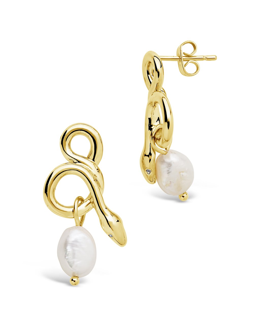 Slithering Snake & Pearl Drop Earrings - Sterling Forever